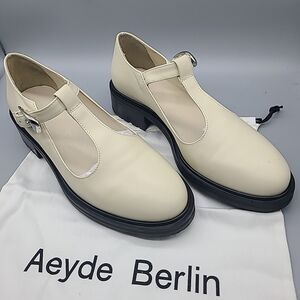 Aeyde Roberta Ivory Leather Mary Jane Loafers Shoes Women 39/ US 9